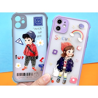 พร้อมส่ง i6+/7+/8+/11/13/13pro  เคสมือถือกันกระแทกกันกล้อง เคสกันเลนส์กล้อง การ์ตูน ขอบสี