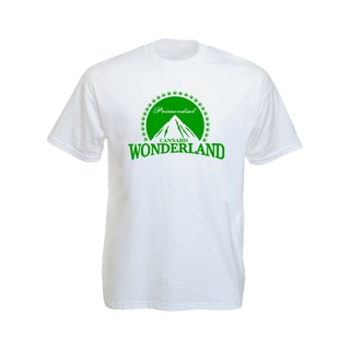 เสื้อยืดราสต้าTee-Shirt Paramount Wonderland เสื้อยืดคอกลมสีขาว/สีดำสกรีนลายรูปภูเขาสีเขียว White/Black Tee-Shirt