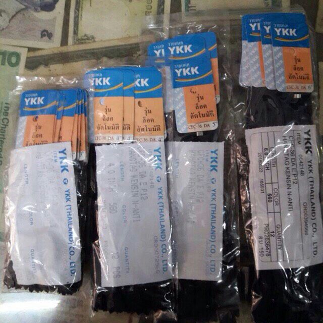 ซิปสีดำ YKK 3, 4, 5, 6, 7 นิ้ว
