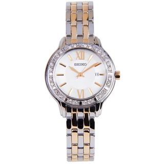 SEIKO นาฬิกาข้อมือผู้หญิง สีเงิน/สีRosegold สายสแตนเลส 2 กษัตริย์ รุ่น SXDG75P1