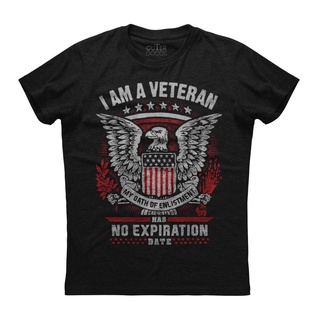 [100% Cotton] เสื้อยืดผ้าฝ้าย พิมพ์ลาย I Am A Veteran My Oath Of Enlistment Has No Expiration Date Black IPamof66LJfglb7