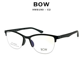 กรอบแว่นตา BOW รุ่น HW8190-C2 สีดำด้าน น้ำหนักเบา ใส่สบาย Vintage มีบริการตัดแว่นสายตาราคาถูก