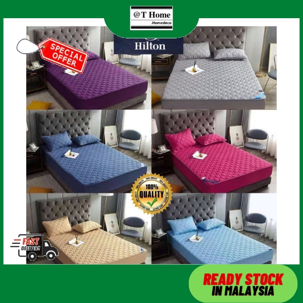 CADAR HILTON VIRAL ANTI KEDUT ผ้าปูที่นอนฟรี 2 ชิ้น PILLOW CASE ที่นอน Cott