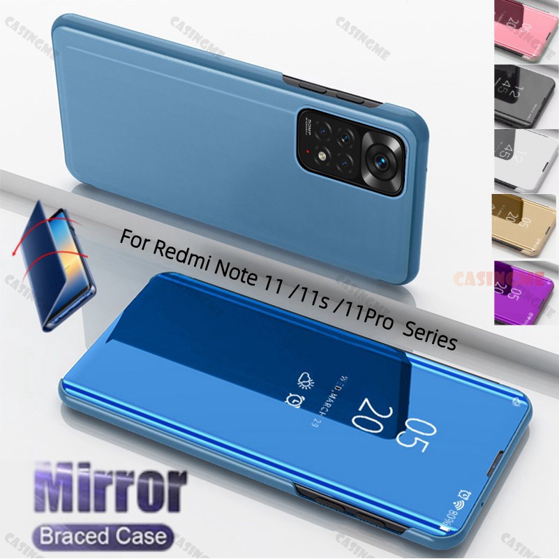 เคสโทรศัพท์มือถือ แบบฝาพับกระจก พร้อมขาตั้ง สําหรับ Xiaomi Redmi Note 11 11S 10 Note11 RedmiNote11 Pro s 4G 5G
