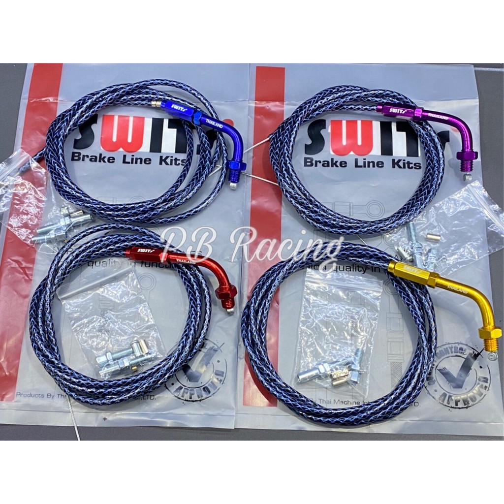 สายเร่ง สายคันเร่งพร้อมข้องอ switแท้ ยาว1.90เมตร พร้อมชุดแปลง สายดำแถบน้ำเงิน