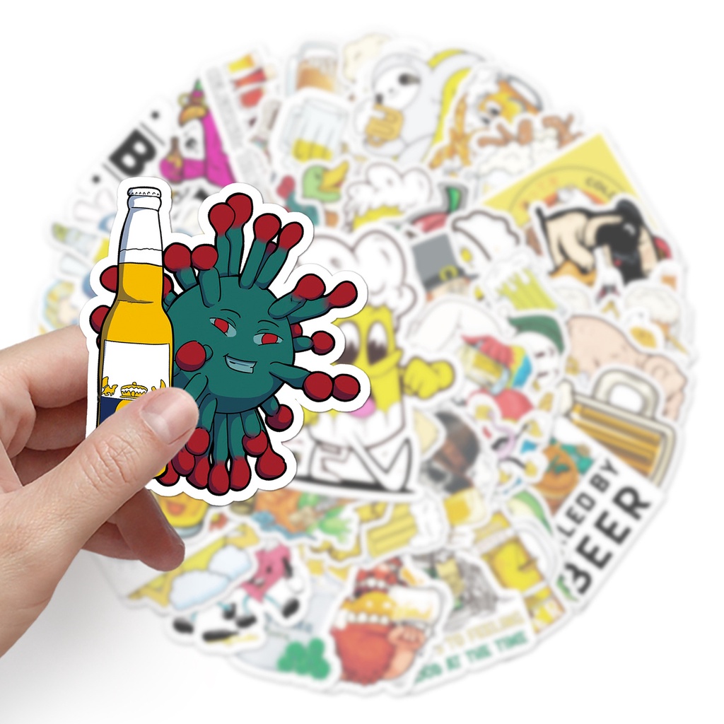 💥พร้อมส่ง💥Beer เบียร์ เหล้า เบียร์ ไวน์ sticker สติกเกอร์กันน้ำรูปแบบที่แตกต่างกัน  50ชิ้น - รูปที่ 7