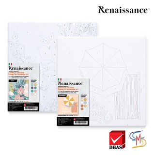 Renaissance เฟรมผ้าใบ เฟรมวาดรูป แคนวาส ระบายสีตามตัวเลข หนา 280 แกรม ขนาด 20x20 cm