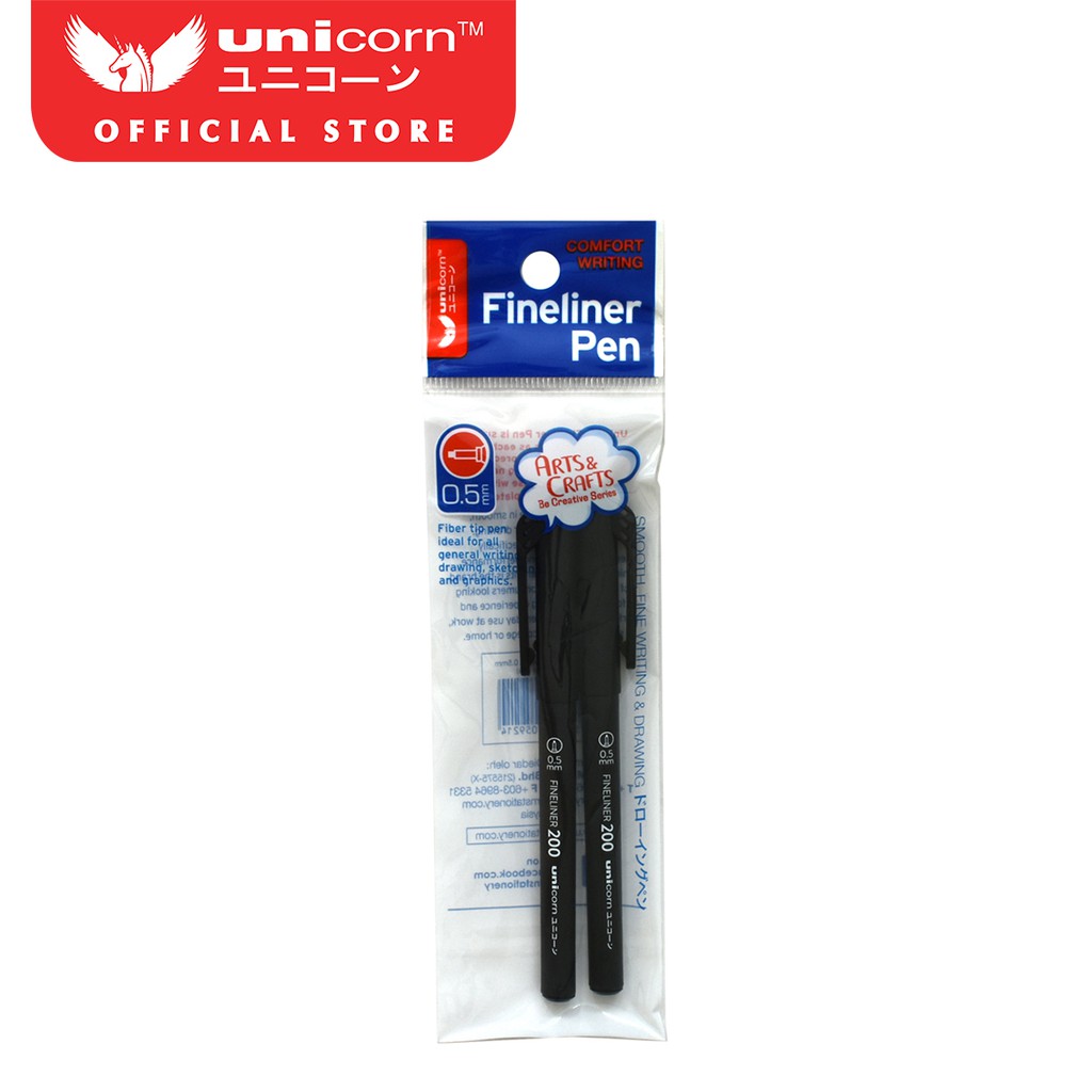 Unicorn 0.5MM Black Fine Line Pen UFL-200FX (2 ชิ้น)