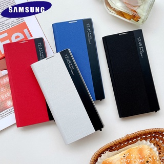 ของแท้ เคสโทรศัพท์มือถือหนัง ฝาพับ พร้อมช่องใส่บัตร สําหรับ Samsung Galaxy Note 10 Plus Note10