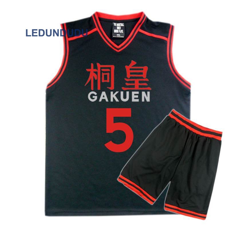 เสื้อกีฬาแขนสั้น และกางเกงขาสั้น พิมพ์ลายอนิเมะ Kuroko no Basuke Basket Aomine Daiki สําหรับผู้ชาย ไซซ์ 4 5 6