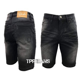 ๋JEANSEXPRESS Hunks Shorts Mens กางเกงยีนส์ขาสั้นสีดำฟอก เป้าซิป ผ้ายืด Size28-42 รับชำระปลายทาง