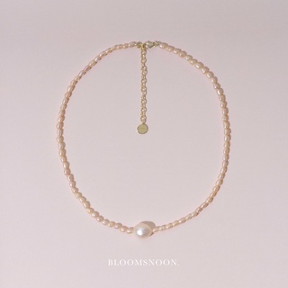 Bloomsnoon, Apricot Necklace สร้อยมุกน้ำจืดแท้ (silver925)