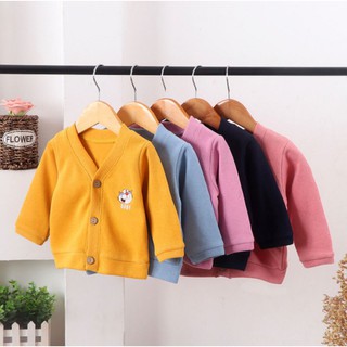 เสื้อคลุมกันหนาวเด็ก รุ่น 2 ไซส์หนูน้อยตัวจิ๋ว (6 เดือน-5 ขวบ) เนื้อผ้าไหมพรมคาดิแกน ไม่หนา แล้วก็ไม่บาง ใส่สบาย