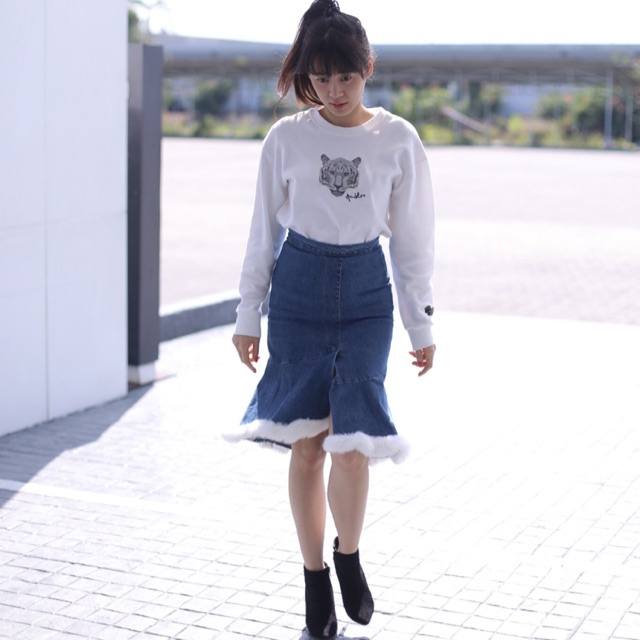 Puffy jean skirt