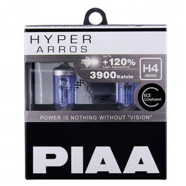 (ฟรี T10 LED) PIAA HYPER AROS H4 HEAD LAMP HEAD LIGHT BULB 3900K