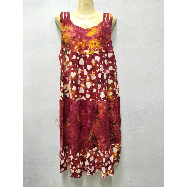 ชุดนอนอินโด ผ้าบาติกมี3เส้นแขนกุดยาวเลยหัวเข่า - รูปที่ 2