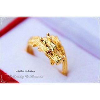 แหวนมังกร งานหุ้มทอง 5 ไมครอน ใส่สวยเสริมบารมี