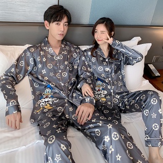 ชุดนอนคู่รัก,ผ้าซาตินคุณภาพสูง,ขนาดหลวม,นุ่มนวลและสง่างาม,เหมาะสำหรับ 38KG-100KG
