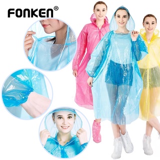 FONKEN เสื้อกันฝน แบบใช้แล้วทิ้ง สําหรับเด็ก และผู้ใหญ่ เหมาะกับการเดินทาง ตั้งแคมป์ เดินป่า