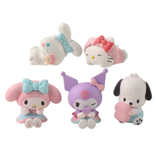 โมเดลฟิกเกอร์ PVC อนิเมะ Hello Kitty Kawayi Q Version ของเล่นสําหรับเด็ก 5 ชิ้น ต่อชุด