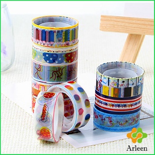 Arleen ม้วนเทปลายการ์ตูน ตกแต่ง สมุดรายงาน สติ๊กเกอร์ สติกเกอร์ วาชิเทป Cute Cartoon Tape