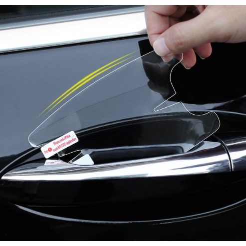 4ชิ้น ฟิล์มกันรอย สำหรับมือจับประตูรถยนต์ รักษารูปลักษณ์รถของคุณโดยการปกป้องสีจากการบิ่นและรอยขีดข่วน ทนทาน โปร่งใส