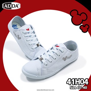 รองเท้าผ้าใบ ADDA รุ่น 41H04 รองเท้าผ้าใบนักเรียนสีขาว รองเท้าใส่เล่นกีฬา รองเท้าผ้าใบผูกเชือก