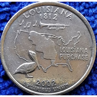 เหรียญ​สหรัฐอเมริกา​ USA, 1​ Quarter, (Louisiana), #​1727T, ชุด​ State Quarter,​ ใช้แล้ว