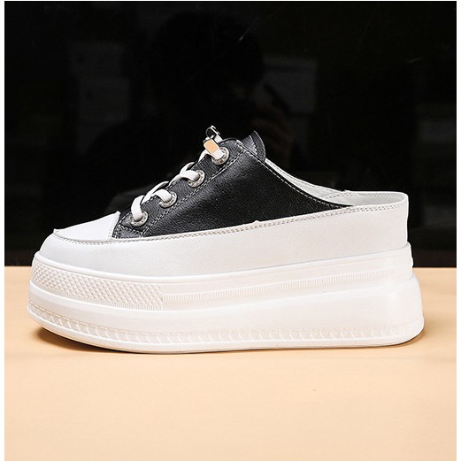 (IL215)ผ้าใบเปิดส้น สูง8cm/3.2นิ้ว (ขาว,ดำ) Sz.34-39 **❥𝓟𝓻𝓮-𝓞𝓻𝓭𝓮𝓻