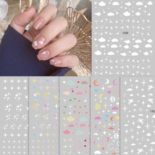 สติ๊กเกอร์ติดตกแต่งเล็บลายเมฆ / ดวงจันทร์ / ดาว / เทียนมา / Love Color Nail Stickers 3D Self Adhesive For Nail Art Diy Nail Stickers