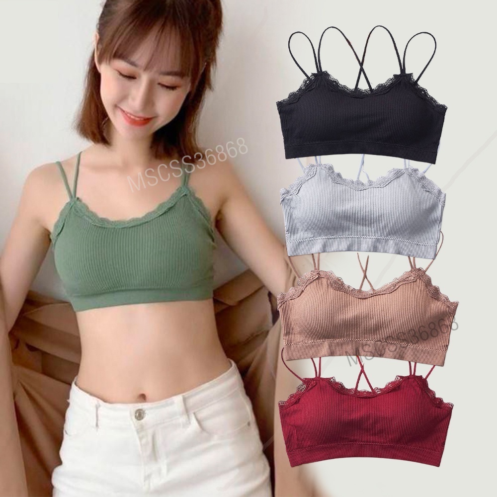 สายเดี่ยวลูกไม้ สปอร์ตบรา เสื้อชั้นใน สายเดี่ยวลูกไม้ รุ่น\B029 มีฟองน้ำในตัว สายไขว้หลัง