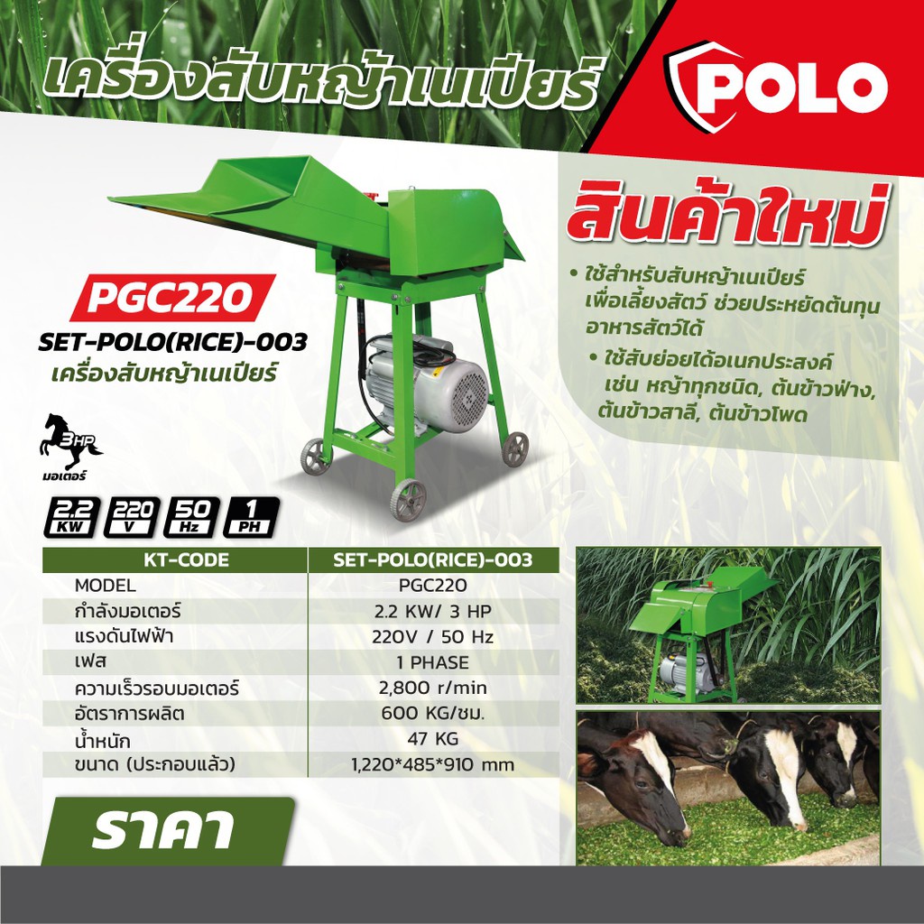 POLO เครื่องสับหญ้าเนเปียร์  รุ่น PGC 220