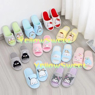 YS ·͜·♡🪴รองเท้าใส่ในบ้าน หัวเปิด สลิปเปอร์ ขนนุ่ม Slipper ลายการ์ตูน