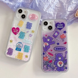 เคสโทรศัพท์มือถือ ลายหมีน่ารัก มีทรายไหล สําหรับ Iphone 14 14 13 12 11 X 8P 7P