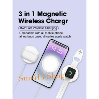 🇹🇭 ที่ชาจน์ไร้สาย ไวเลสชาร์จ Wireless Charger 15 W. แบบ 3 in 1 สำหรับโทรศัพท์, นาฬิกาสมาร์ทวอทช์, เคสหูฟังไร้สาย