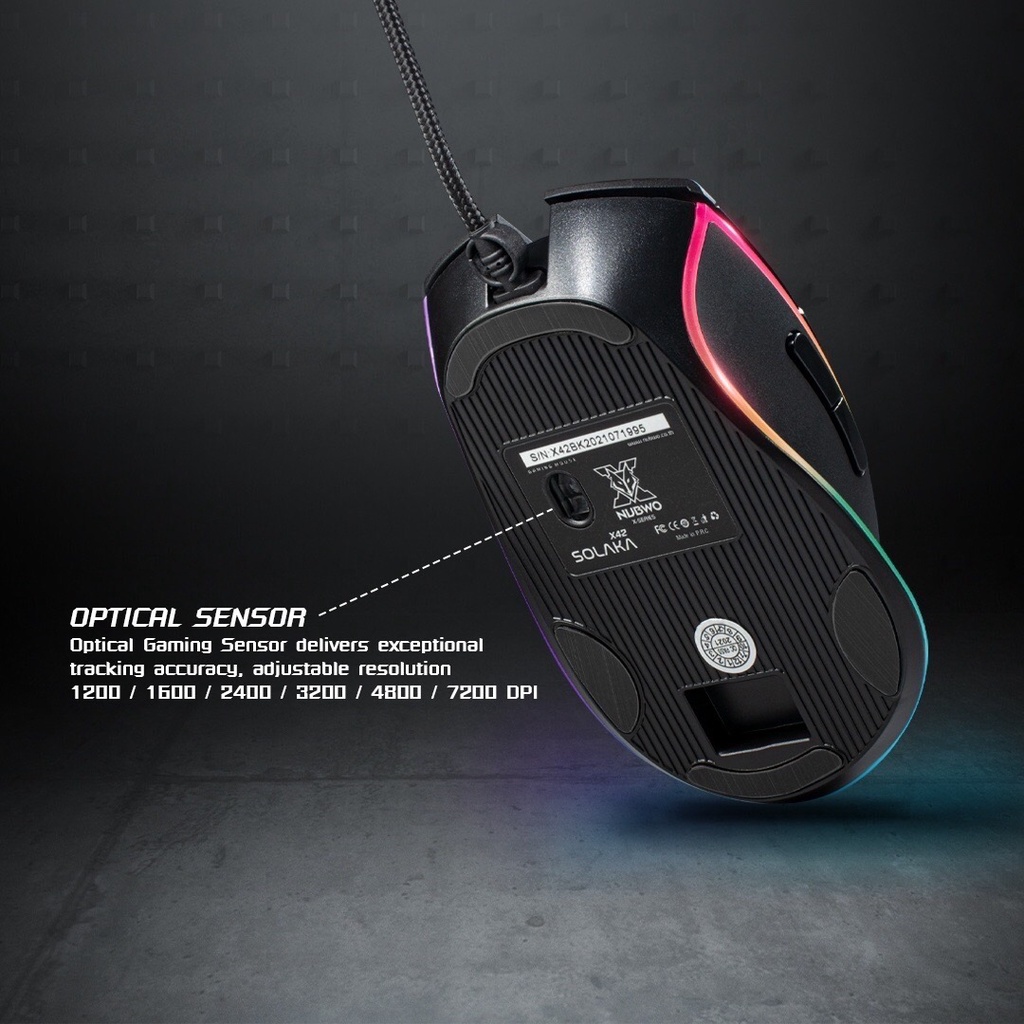 เมาส์มาโคร NUBWO X42 SOLAKA RGB Mouse Macro เมาส์เกมมิ่ง ประกันศูนย์ 2 ปี