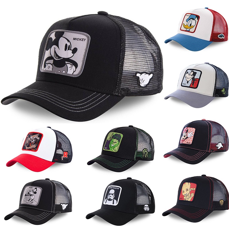 Disney Summer Baseball Cap Mesh Hat Umbrella Women Men Mickey Donald snapback caps Snow Snow White HULK Groot