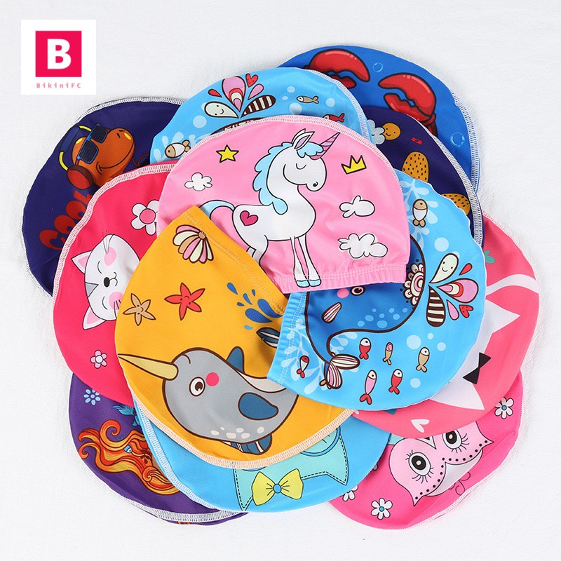 BikiniFC SB125 หมวกว่ายน้ำเด็ก ผู้ชาย-ผู้หญิง ลายการ์ตูนน่ารัก สีสวย มี16ลาย ชุดว่ายน้ำ ชุดเที่ยวทะเล