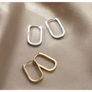 147_goodgift_station - s925 Silver square earrings ต่างหูเงินแท้ s925 ห่วงสี่เหลี่ยมแบบล็อค