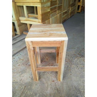 เก้าอี้ไม้ เก้าอี้หัวโลน ทำจากไม้สักแท้ ขนาด 30x50 งานดิบ... พร้อมส่ง...