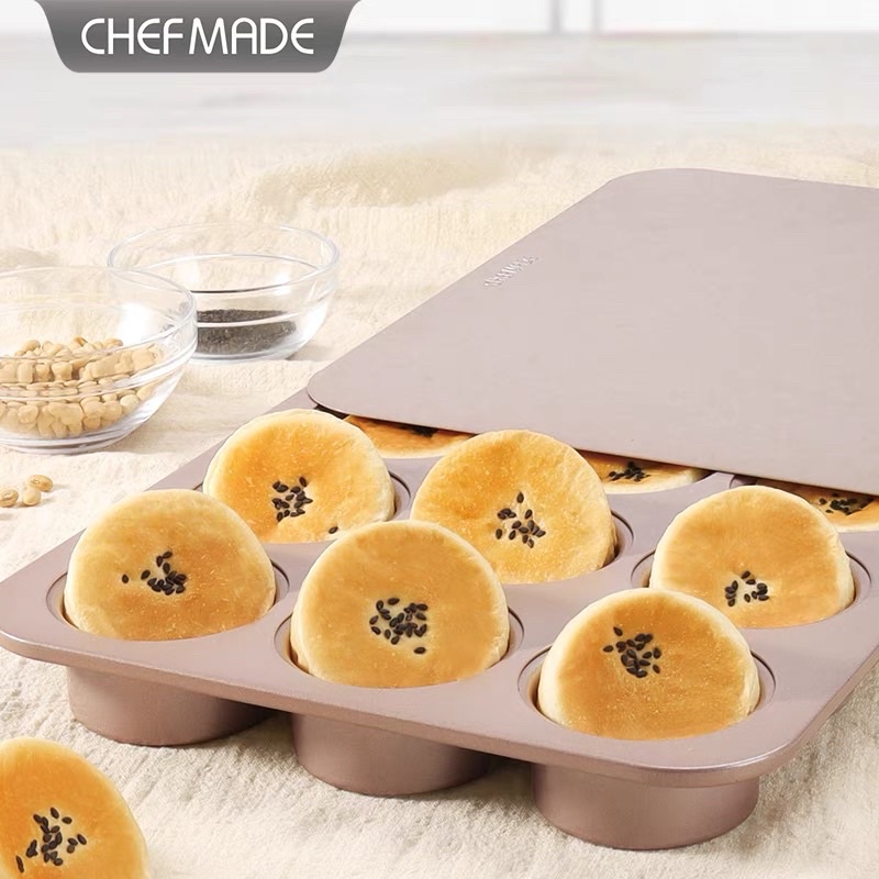 Chefmade แท้* พิมพ์ English muffin พร้อมฝา * ถาดอบอิงลิชมัฟฟิน พร้อมฝา WK9846 WK9833