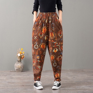  Pants F821#Mother pants summer breathable elastic loose trousers female summer thin section nine points cotton pants