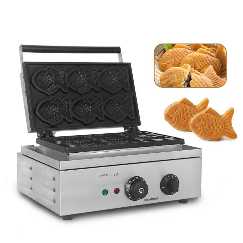 เตาขนมไทยากิ เตาทำขนมไทยากิ เครื่องทำขนมวาฟเฟิลรูปปลา เตาทำขนมรูปปลาไทยากิไฟฟ้า Fish waffle 1550วัตต