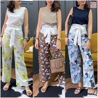 Comfy Pants กางเกงทรงผูกเอว ผ้า cotton linen เนื้อนิ่มลายสวย ตัดต่อช่วงเอวด้วยผ้าคอตต้อนปักลายสวยเกร๋ไม่มีใครเหมือน