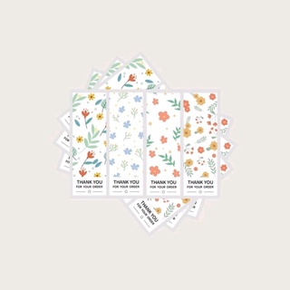 (แพค 20 ดวง 25 บาท) ลายดอกไม้ Set 2 สติ๊กเกอร์ ขอบคุณ Thank You Sticker คาดกล่องอาหาร ติดกล่องของขวัญ ของชำร่วย