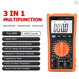 [T&amp;H] มัลติมิเตอร์ดิจิทัล อัจฉริยะ 6000 ครั้ง True RMS หน้าจอ LCD ไฟแบ็คไลท์ ทดสอบไฟฟ้า โวลต์มิเตอร์ แอมมิเตอร์ วัดอุณหภูมิ มัลติฟังก์ชั่น AC DC แรงดันไฟฟ้า กระแสไฟฟ้า สด W