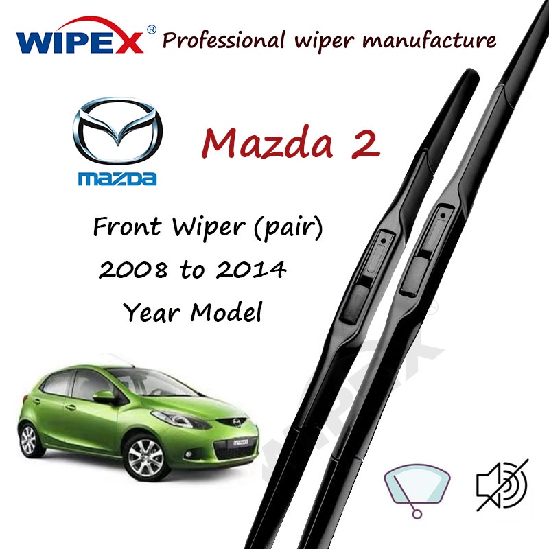(Quality)Mazda 2 ใบปัดน้ําฝนหน้า 14+24 ชุด/คู่ สําหรับ 2008 ถึง 2014 ปี Mazda2 Car Window Wiper (แบบซิลิโคนไฮบริด)จาก wipex ราคา ถูกที่สุด ดีลบีเคเค รูปภาพหลัก