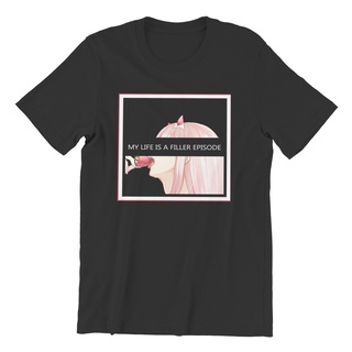 เสื้อยืดระบายอากาศฤดูร้อนเสื้อยืดคอกลม ผ้าฝ้าย พิมพ์ลาย Zero Two My Life is a Filler Episode สไตล์ฮิปฮอป ฮาราจูกุ สตรีท