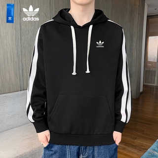 Adidas ของแท้ 100% เสื้อแขนยาว มีฮู้ด ลําลอง ลายใบโคลเวอร์ แนวสตรีท อเนกประสงค์ สําหรับผู้ชาย และผู้หญิง