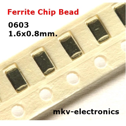 (100ตัว) Ferrite Chip Bead 0603 1.6x0.8mm.